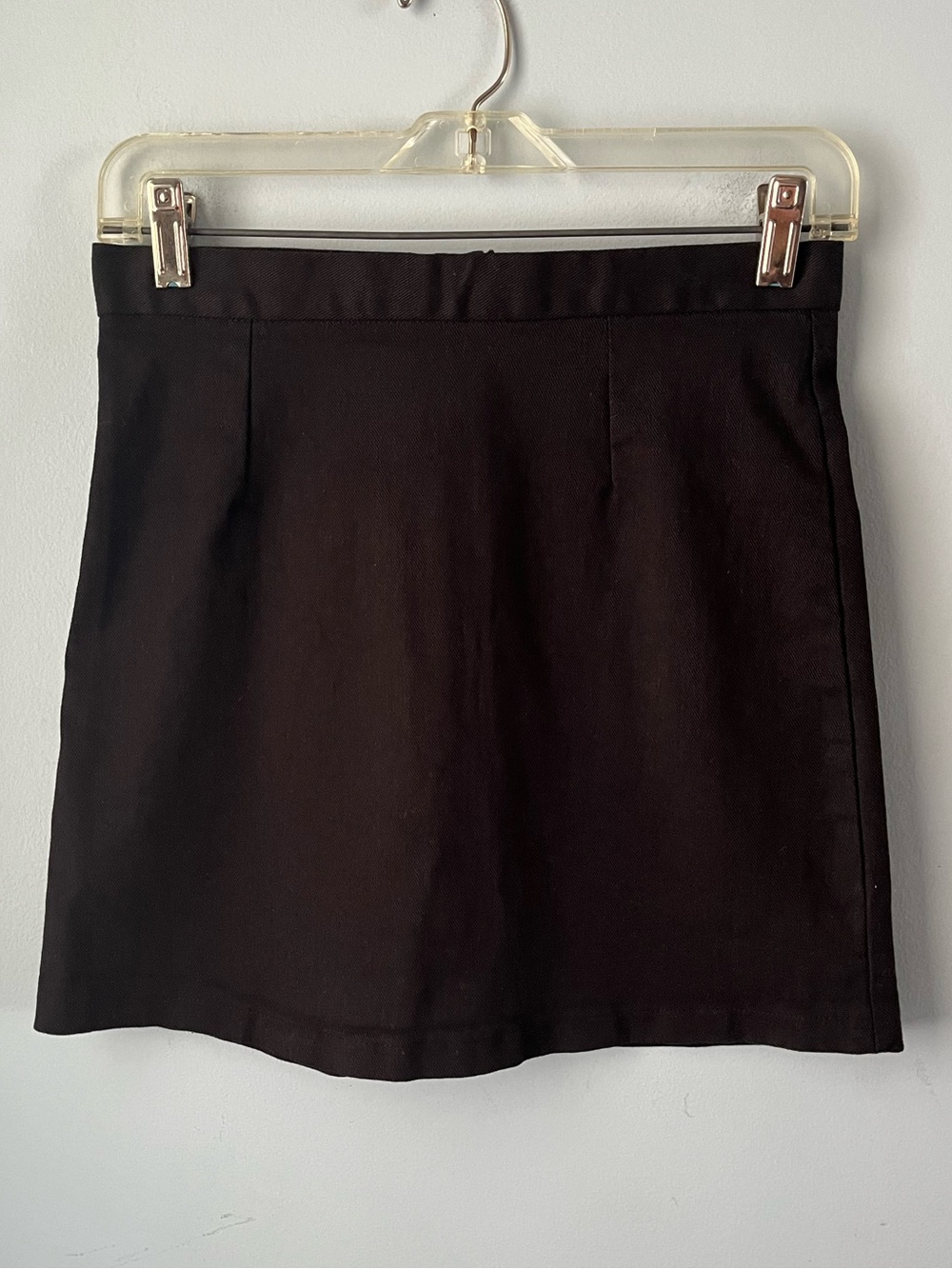 OAK + FORT Black Stretch Cotton Denim-Style Structured Mini Skirt Size S
